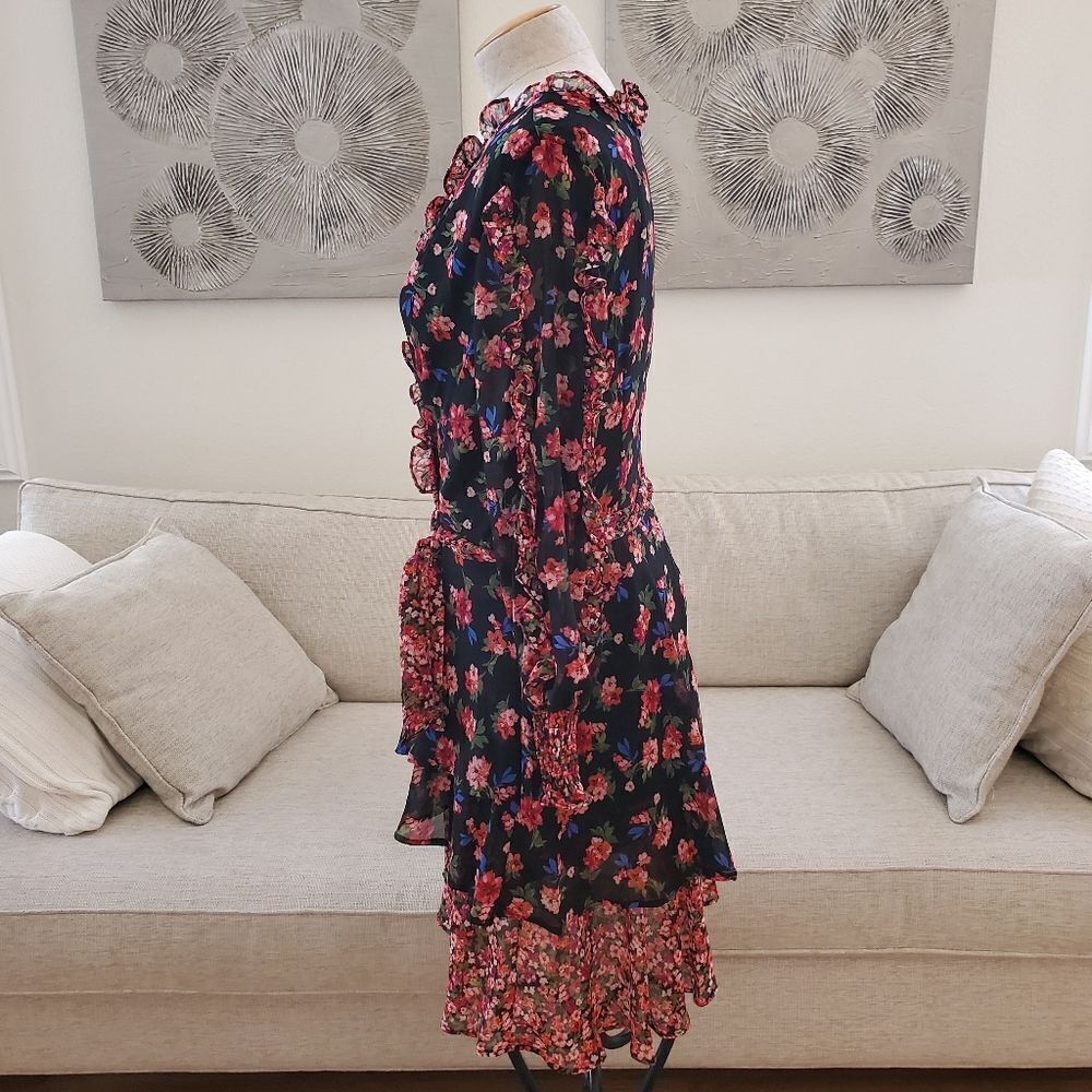 Tahari ASL Twin-Print Ruffle Dress sz 14 - Picture 9 of 16